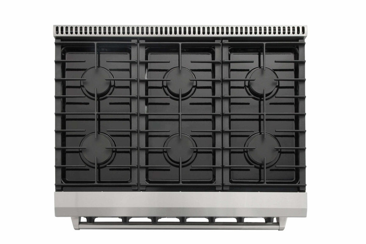 Thor Kitchen 4-Piece Appliance Package - 36-Inch Gas Range, French Door Refrigerator, Dishwasher, and Microwave Drawer in Stainless Steel