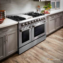Thor Kitchen 4-Piece Pro Appliance Package - 48-Inch Gas Range, French Door Refrigerator, Dishwasher & Under Cabinet 11-Inch Tall Hood in Stainless Steel
