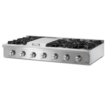 Thor Kitchen 48-Inch Gas RangeTop in Stainless Steel with 6 Burners Including Power Burners and Griddle HRT4806U