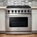 Thor Kitchen 5-Piece Appliance Package - 36-Inch Gas Range, French Door Refrigerator, Pro-Style Wall Mount Hood, Dishwasher, and Wine Cooler in Stainless Steel