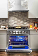 Thor Kitchen 5-Piece Pro Appliance Package - 36-Inch Dual Fuel Range, French Door Refrigerator, Wall Mount Hood, Dishwasher, and Wine Cooler in Stainless Steel