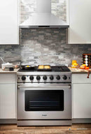 Thor Kitchen 6-Piece Appliance Package - 36-Inch Gas Range, French Door Refrigerator, Wall Mount Hood, Dishwasher, Microwave Drawer, & Wine Cooler in Stainless Steel