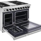 Thor Kitchen 6-Piece Appliance Package - 48-Inch Gas Range, Refrigerator with Water Dispenser, Under Cabinet 11-Inch Tall Hood, Dishwasher, Microwave Drawer, & Wine Cooler in Stainless Steel
