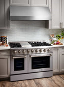 Thor Kitchen 6-Piece Pro Appliance Package - 48-Inch Dual Fuel Range, French Door Refrigerator, Dishwasher, Under Cabinet 11-Inch Tall Hood, Microwave Drawer, & Wine Cooler in Stainless Steel