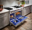 Thor Kitchen 6-Piece Pro Appliance Package - 48-Inch Gas Range, French Door Refrigerator, Dishwasher, Pro Wall Mount Hood, Microwave Drawer, & Wine Cooler in Stainless Steel
