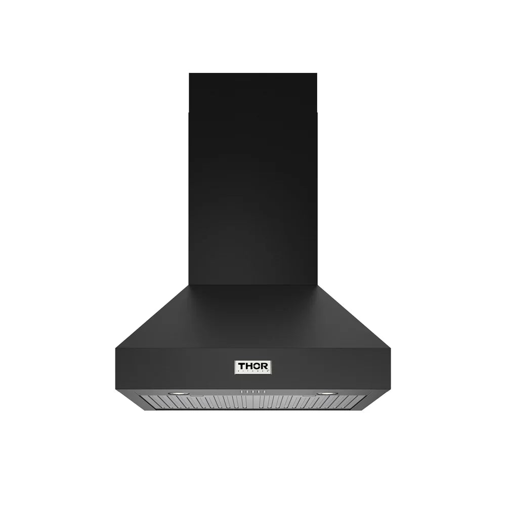 Thor Kitchen TRH30PB 30-inch Professional Wall Mount Pyramid Range Hood in Black with 800 CFM