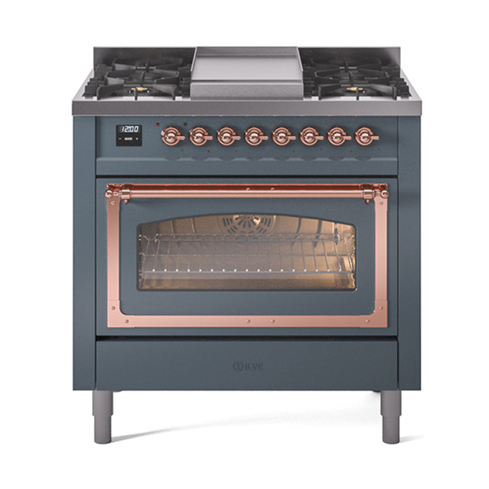 ILVE Nostalgie II Noblesse 36″ Dual Fuel Range Triple Glass Door -UN36FNMP