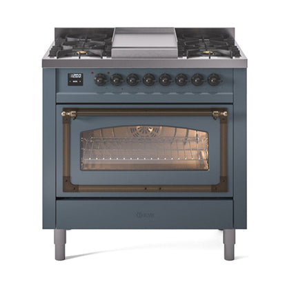 ILVE Nostalgie II Noblesse 36″ Dual Fuel Range Triple Glass Door -UN36FNMP