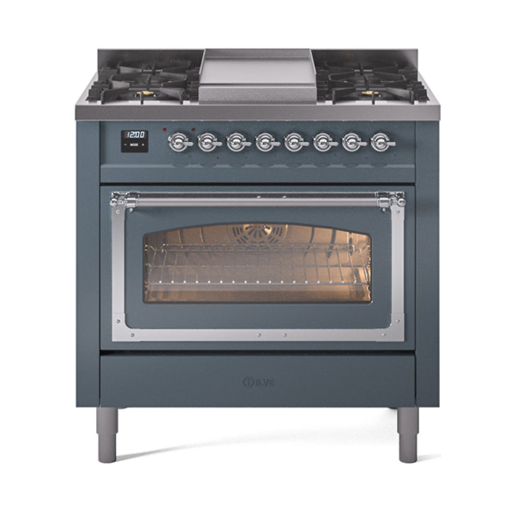 ILVE Nostalgie II Noblesse 36″ Dual Fuel Range Triple Glass Door -UN36FNMP