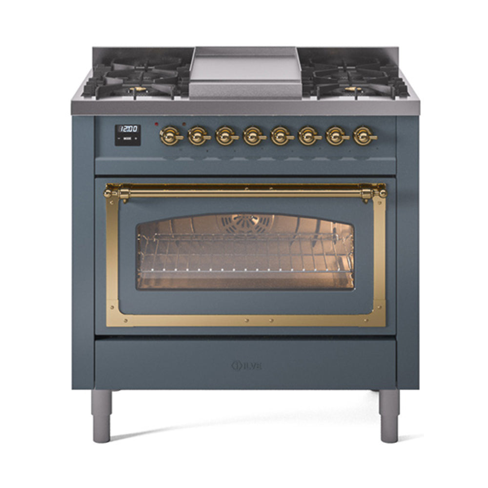 ILVE Nostalgie II Noblesse 36″ Dual Fuel Range Triple Glass Door -UN36FNMP
