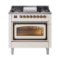 ILVE Nostalgie II Noblesse 36″ Dual Fuel Range Triple Glass Door -UN36FNMP
