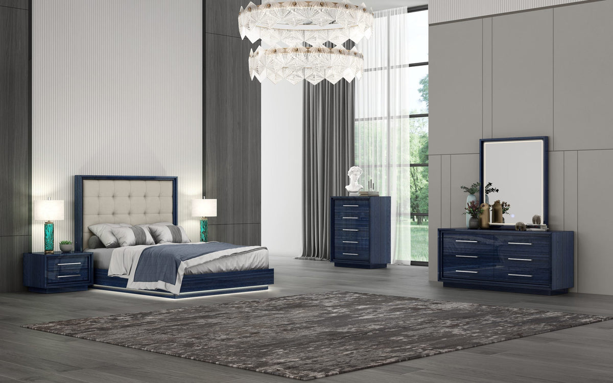Whiteline Modern Living Alexander Bed Queen In Blue/Light Grey Colour - BQ1937 - MyBBQDirect