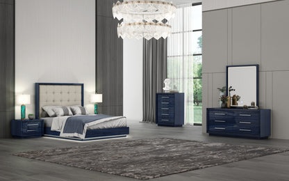 Whiteline Modern Living Alexander Bed Queen In Blue/Light Grey Colour - BQ1937 - MyBBQDirect
