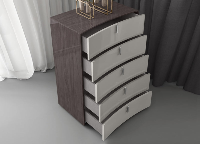 Whiteline Modern Living Berlin Chest Drawers - CD1754-CNUT/LGRY