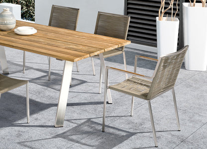 Whiteline Modern Living Rhea Outdoor Dining Armchair - DAC1834-LBRN - MyBBQDirect
