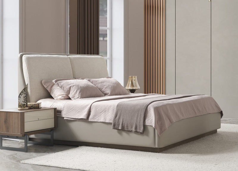 Whiteline Modern Living Romina Queen Bed in Light Grey Color - BQ2020P