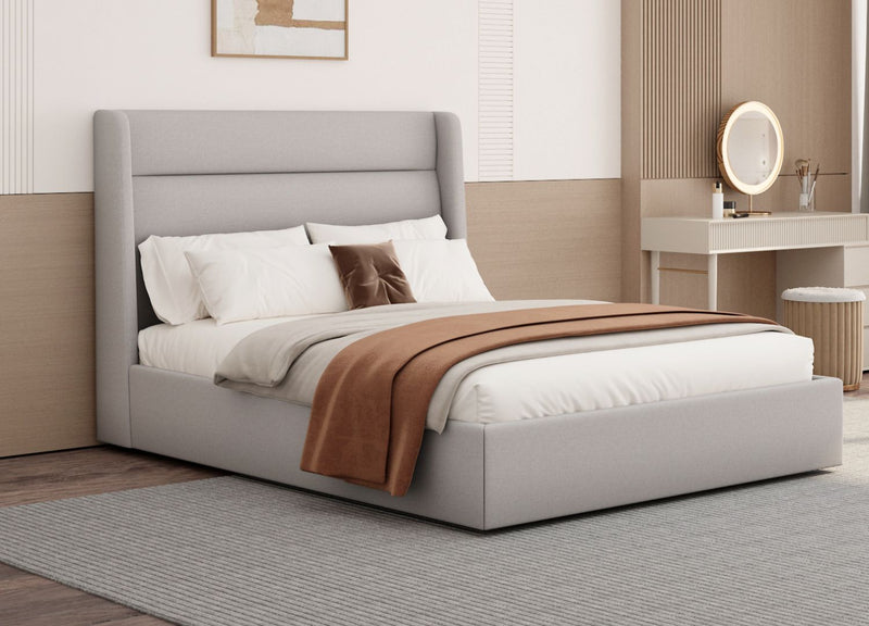 Whiteline Modern Living Tokyo Queen Bed in Light Grey Color - BQ1926F