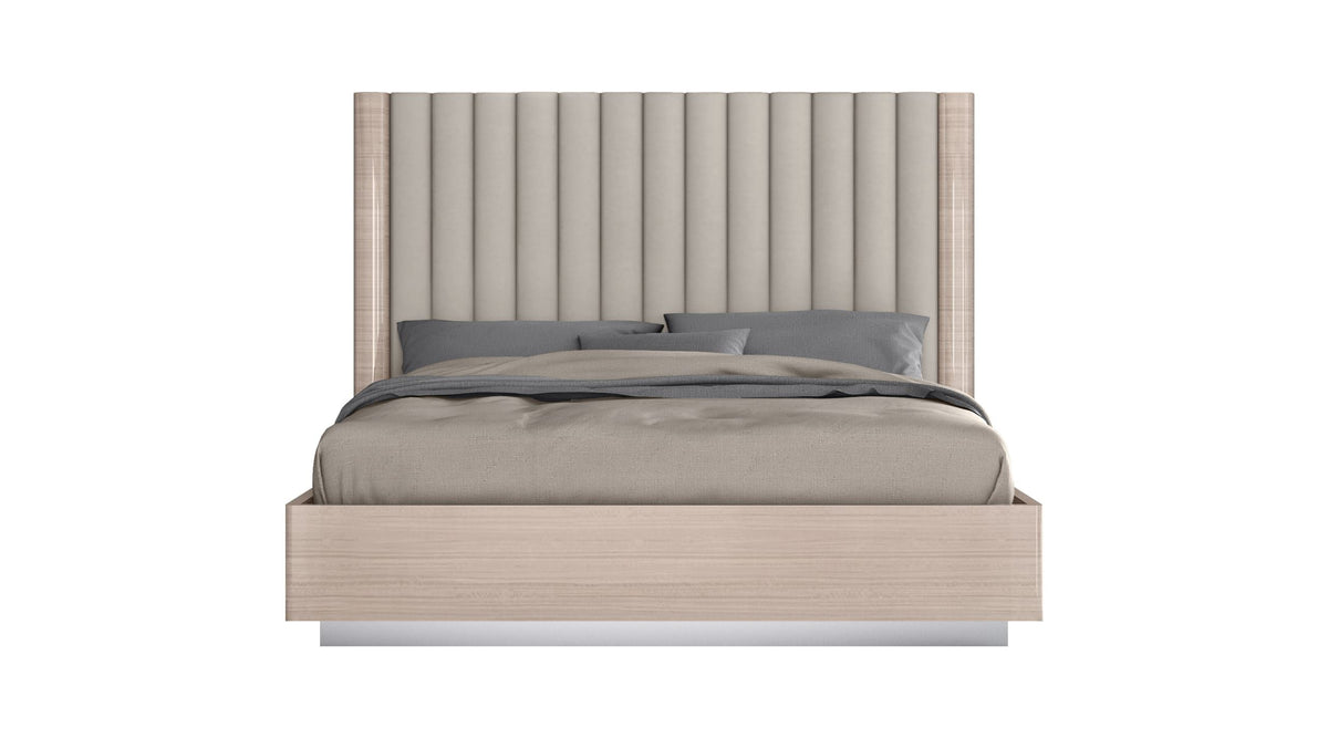 Whiteline Modern Living Waves Bed Queen In Beige Colour - BQ1753 - MyBBQDirect