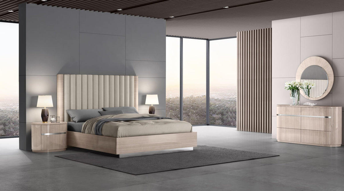 Whiteline Modern Living Waves Bed Queen In Beige Colour - BQ1753 - MyBBQDirect