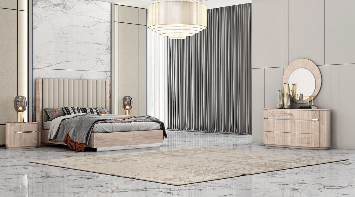 Whiteline Modern Living Waves Bed Queen In Beige Colour - BQ1753 - MyBBQDirect