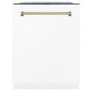ZLINE Autograph Edition 24" 3rd Rack Top Touch Control Tall Tub Dishwasher in White Matte with Accent Handle, 51dBa (DWMTZ-WM-24)