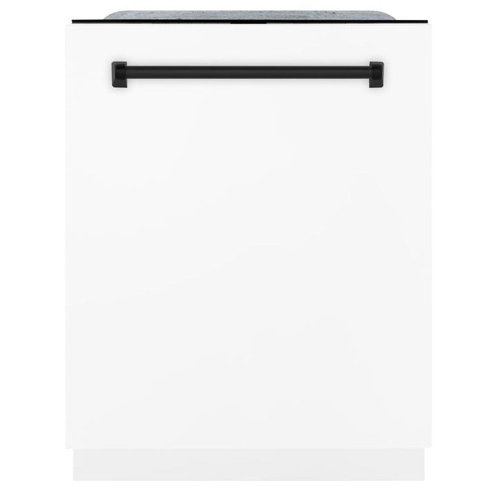 ZLINE Autograph Edition 24" 3rd Rack Top Touch Control Tall Tub Dishwasher in White Matte with Accent Handle, 51dBa (DWMTZ-WM-24)