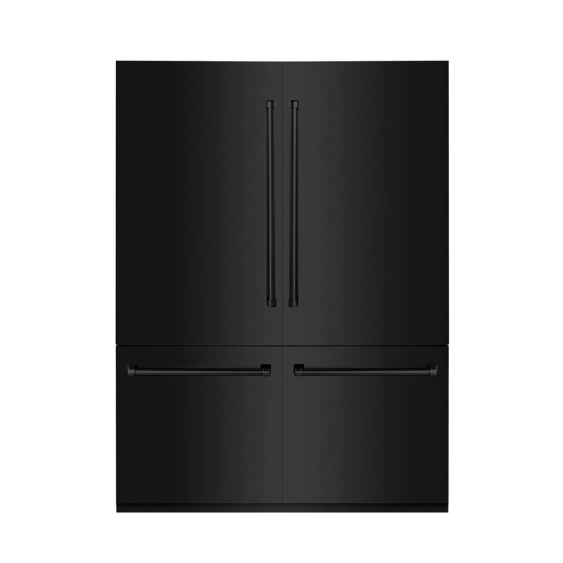ZLINE 60" 32.2 cu. ft. Built-In 4-Door French Door Refrigerator with Internal Water and Ice Dispenser in Black Stainless Steel RBIV-BS-60