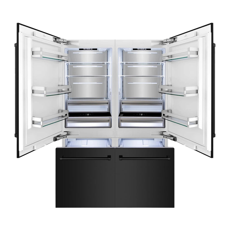 ZLINE 60" 32.2 cu. ft. Built-In 4-Door French Door Refrigerator with Internal Water and Ice Dispenser in Black Stainless Steel RBIV-BS-60