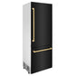 ZLINE 30" Autograph Edition 16.1 cu. ft. Built-in 2-Door Bottom Freezer Refrigerator with Internal Water and Ice Dispenser in Black Stainless Steel with Gold Accents RBIVZ-BS-30-G