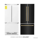 ZLINE 36" Autograph Edition 19.6 cu. ft. Built-in 3-Door French Door Refrigerator with Internal Water and Ice Dispenser in Black Stainless Steel with Champagne Bronze Accents RBIVZ-BS-36-CB