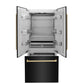 ZLINE 36" Autograph Edition 19.6 cu. ft. Built-in 3-Door French Door Refrigerator with Internal Water and Ice Dispenser in Black Stainless Steel with Champagne Bronze Accents RBIVZ-BS-36-CB