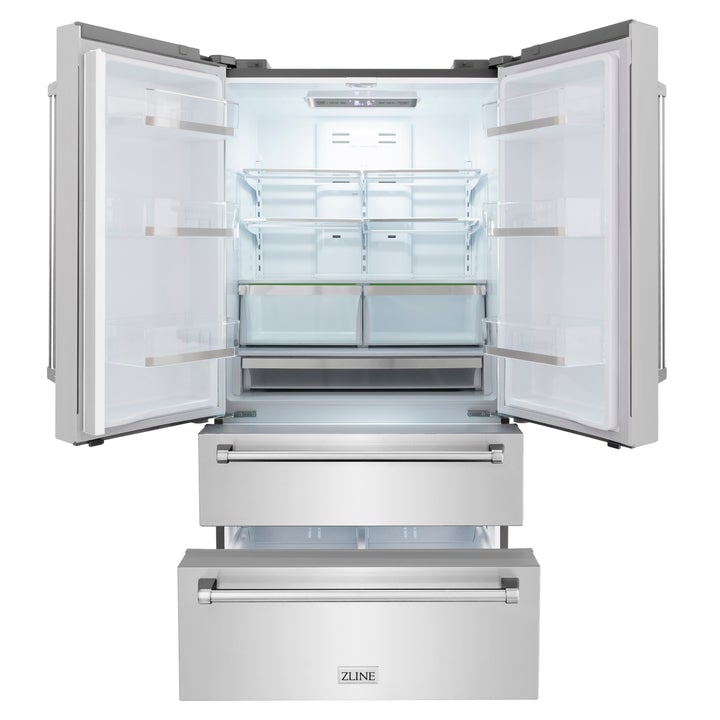 ZLINE 36 in. 22.5 cu. ft Built-in French Door Refrigerator with Ice Maker in Fingerprint Resistant Stainless Steel (RFM-36)