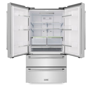 ZLINE 36 in. 22.5 cu. ft Built-in French Door Refrigerator with Ice Maker in Fingerprint Resistant Stainless Steel (RFM-36)