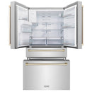 ZLINE 36" Autograph Edition 21.6 cu. ft Freestanding French Door Refrigerator with Water and Ice Dispenser in Fingerprint Resistant Stainless Steel with Accents (RFMZ-W-36)