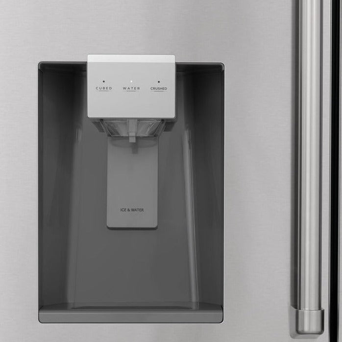 ZLINE 36" Autograph Edition 21.6 cu. ft Freestanding French Door Refrigerator with Water and Ice Dispenser in Fingerprint Resistant Stainless Steel with Accents (RFMZ-W-36)