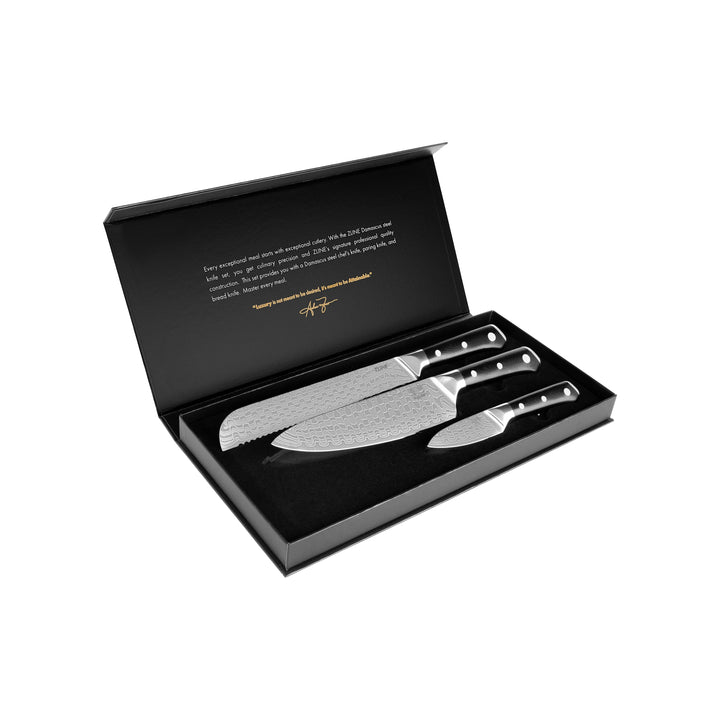 ZLINE 3-Piece Professional Japanese Damascus Steel Kitchen Knife Set KSETT-JD-3