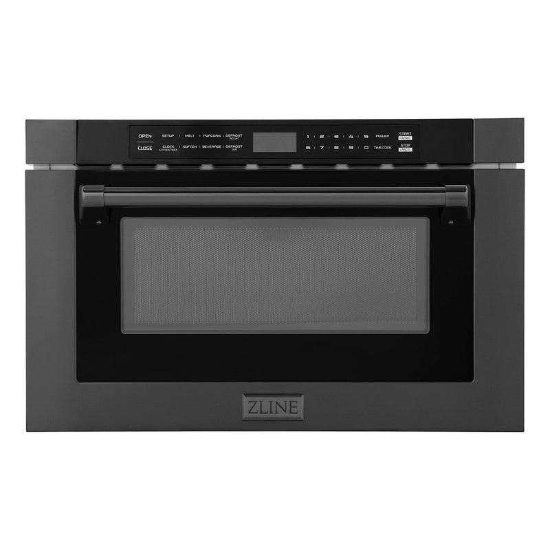 ZLINE 24" 1.2 cu. ft. Built-in Microwave Drawer with a Traditional Handle in Black Stainless Steel MWD-1-BS-H