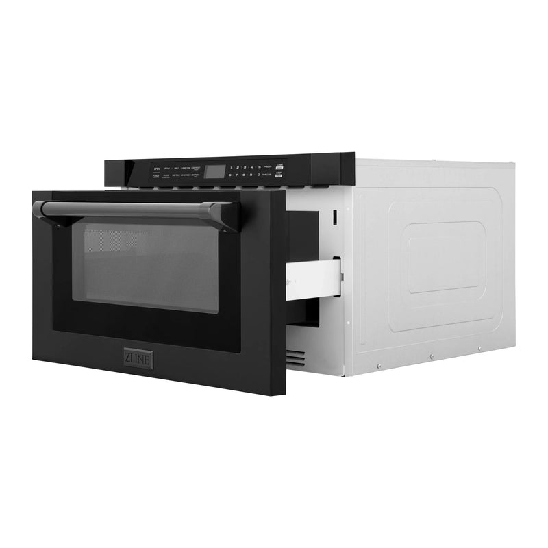 ZLINE 24" 1.2 cu. ft. Built-in Microwave Drawer with a Traditional Handle in Black Stainless Steel MWD-1-BS-H