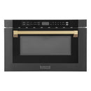 ZLINE Autograph Edition 24" 1.2 cu. ft. Built-in Microwave Drawer in Black Stainless Steel and Champagne Bronze Accents MWDZ-1-BS-H-CB