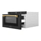 ZLINE Autograph Edition 24" 1.2 cu. ft. Built-in Microwave Drawer in Black Stainless Steel and Champagne Bronze Accents MWDZ-1-BS-H-CB