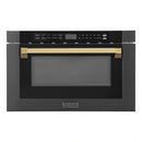 ZLINE Autograph Edition 24" 1.2 cu. ft. Built-in Microwave Drawer in Black Stainless Steel and Gold Accents MWDZ-1-BS-H-G
