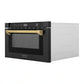 ZLINE Autograph Edition 24" 1.2 cu. ft. Built-in Microwave Drawer in Black Stainless Steel and Gold Accents MWDZ-1-BS-H-G