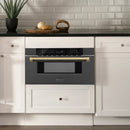 ZLINE Autograph Edition 30" 1.2 cu. ft. Built-in Microwave Drawer in Black Stainless Steel with Accents MWDZ-30-BS