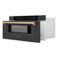 ZLINE Autograph Edition 30" 1.2 cu. ft. Built-in Microwave Drawer in Black Stainless Steel with Accents MWDZ-30-BS