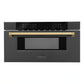 ZLINE Autograph Edition 30" 1.2 cu. ft. Built-in Microwave Drawer in Black Stainless Steel with Accents MWDZ-30-BS