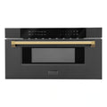 ZLINE Autograph Edition 30" 1.2 cu. ft. Built-in Microwave Drawer in Black Stainless Steel with Accents MWDZ-30-BS