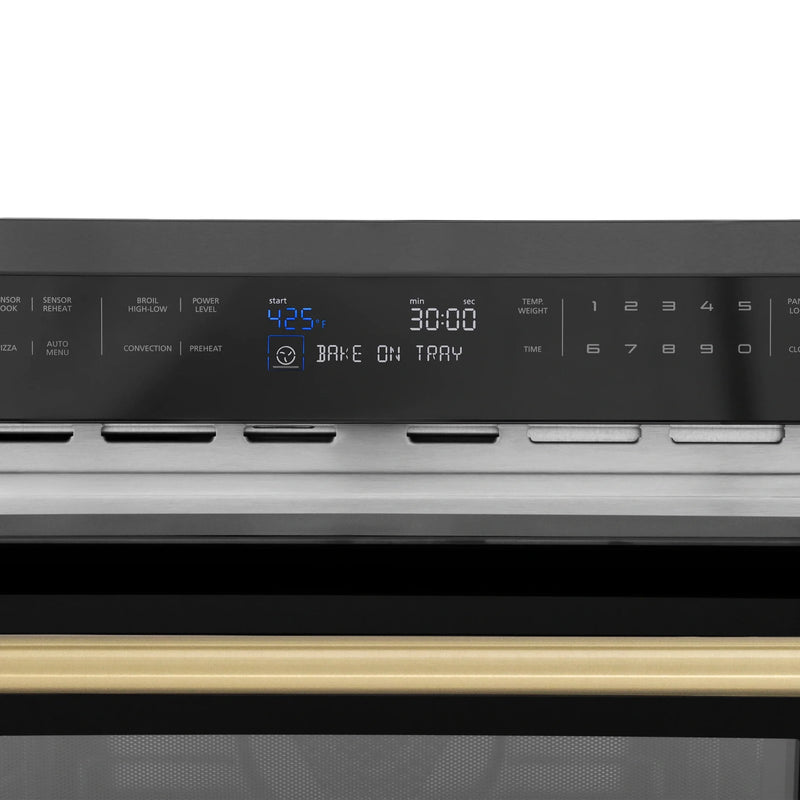 ZLINE Autograph Edition 24" 1.6 cu ft. Built-in Convection Microwave Oven in Black Stainless Steel with Accents MWOZ-24-BS