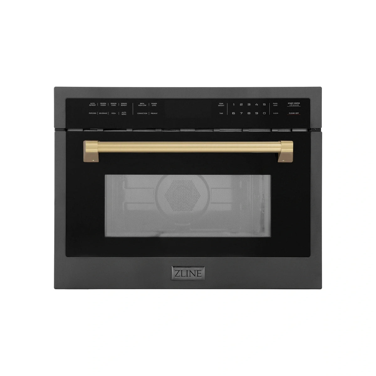ZLINE Autograph Edition 24" 1.6 cu ft. Built-in Convection Microwave Oven in Black Stainless Steel with Accents MWOZ-24-BS