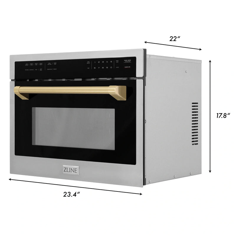 ZLINE Autograph Edition 24" 1.6 cu ft. Built-in Convection Microwave Oven in Stainless Steel with Accents MWOZ-24