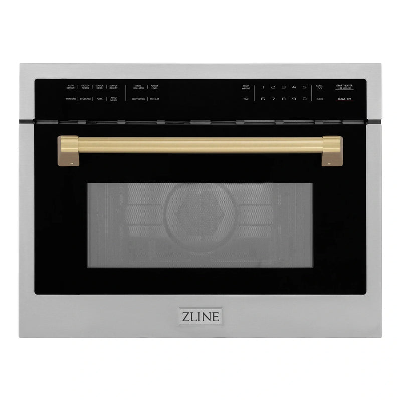 ZLINE Autograph Edition 24" 1.6 cu ft. Built-in Convection Microwave Oven in Stainless Steel with Accents MWOZ-24